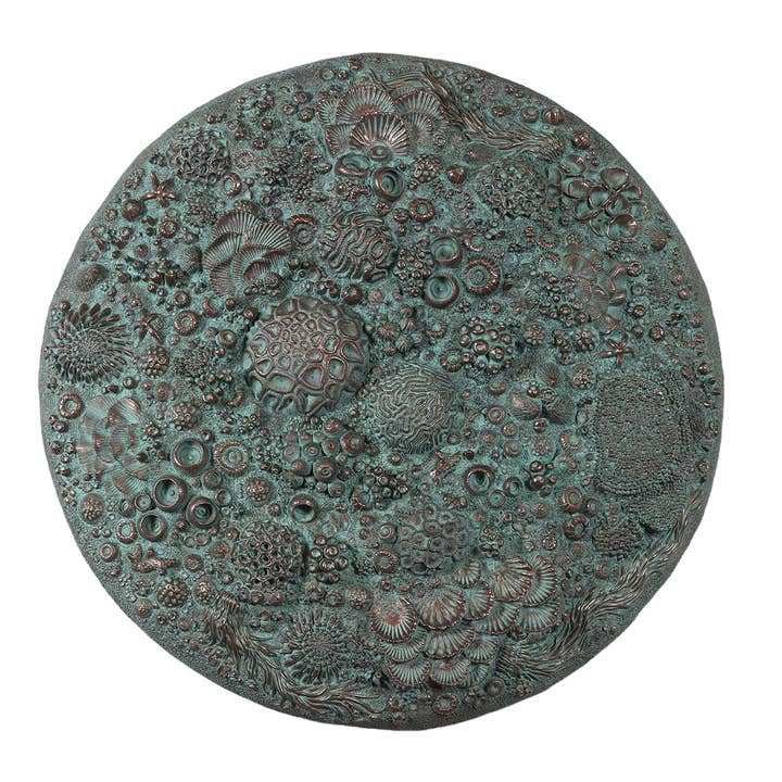Large Coral Reef Round Wall Art 49"D Verde Bronze Finish for wholesale by Nautical Tropical Imports