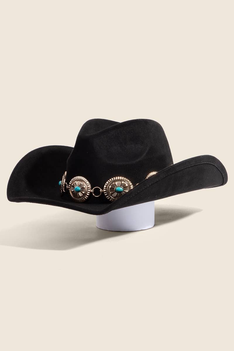 Anarchy Street – Engroshandel Bucket hat - Dame – Turkis Stud Oval Concho Kæde Western Cowboy Hat0