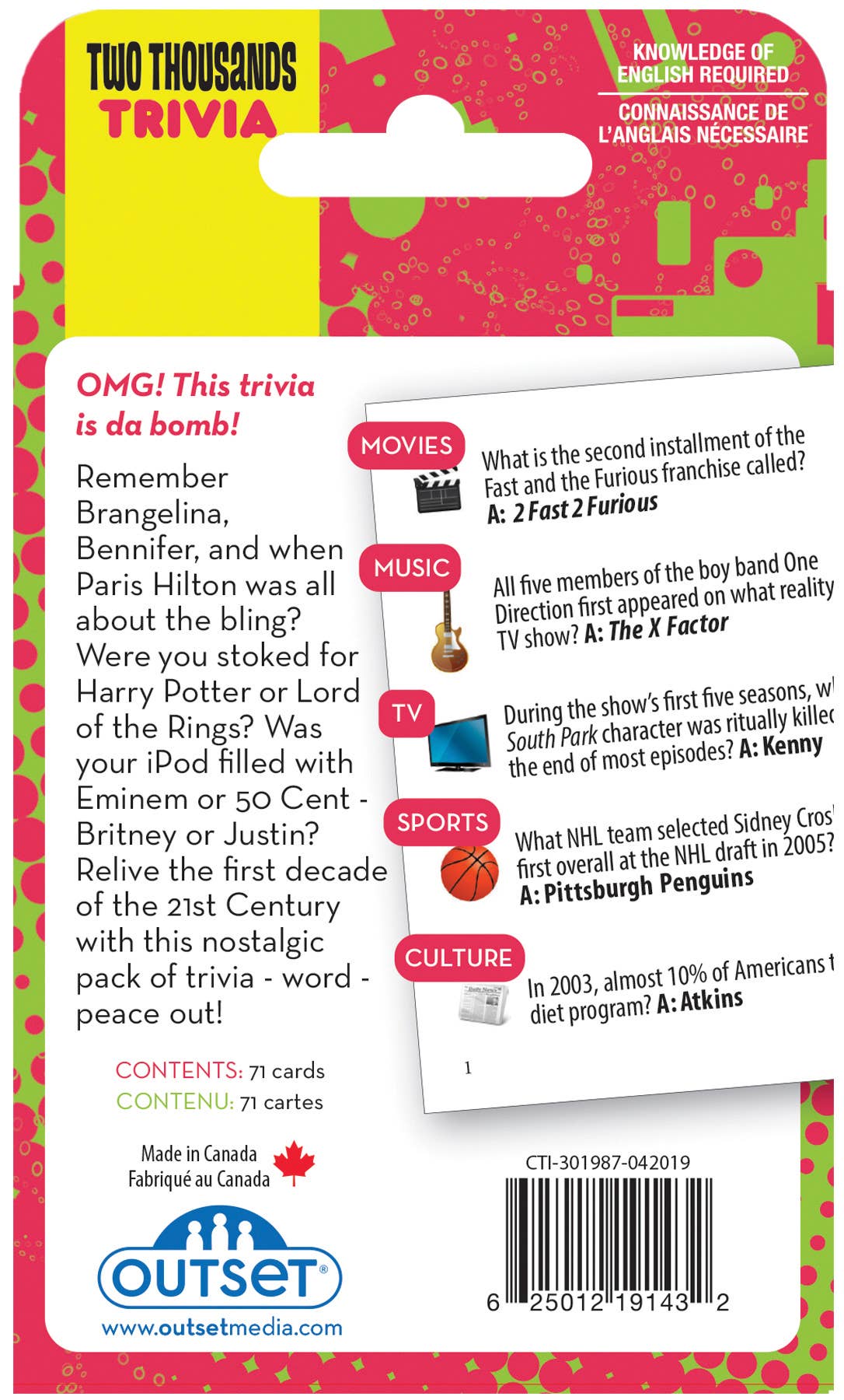 Outset Games and Cobble Hill Puzzles - Wholesale Card Game - 2000s - A Decade of Trivia Card Game1