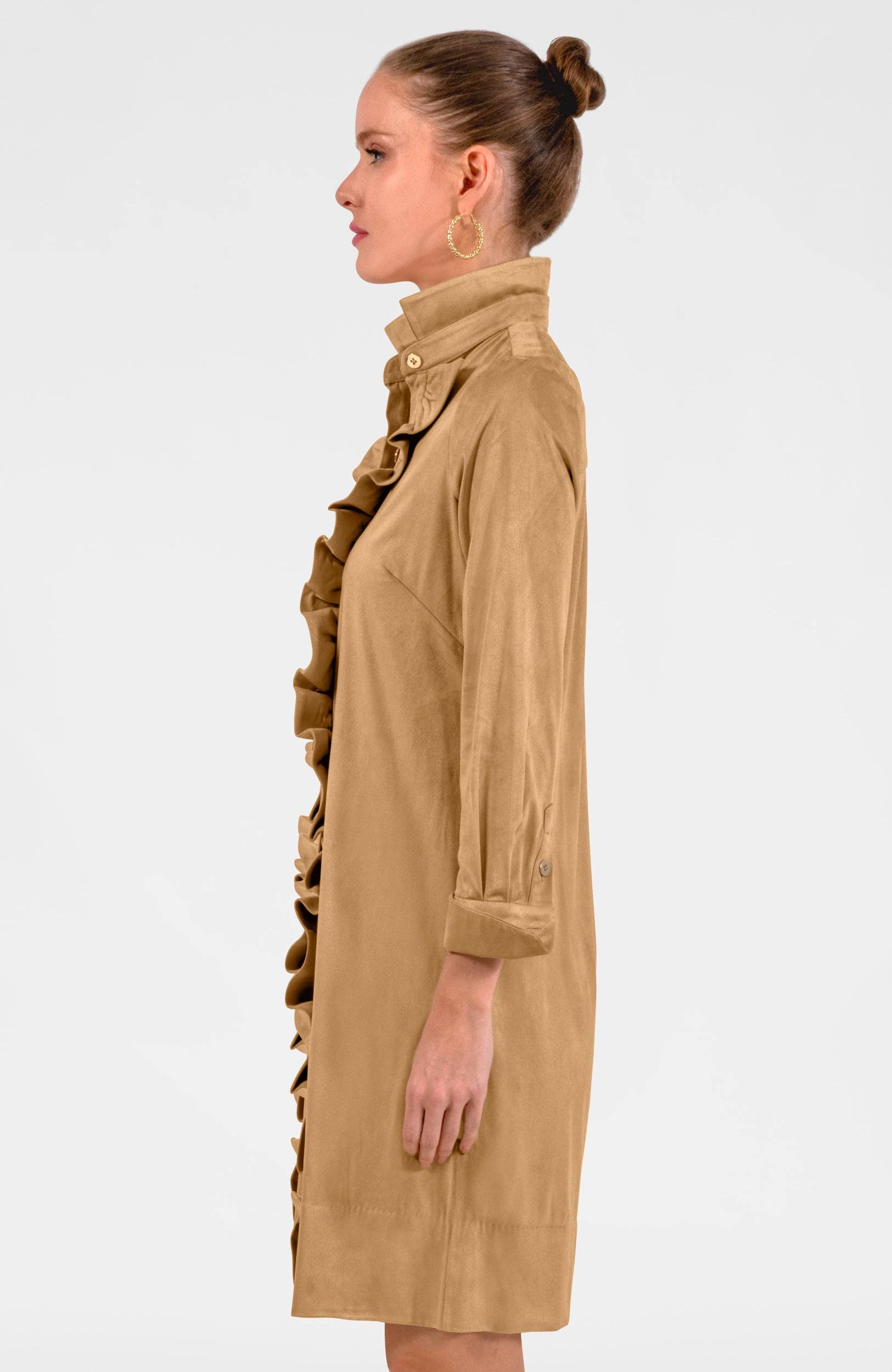 Gretchen Scott LLC - Wholesale Jurk - Dames - Ruffle Rumble Jurk - Ultra Suède7