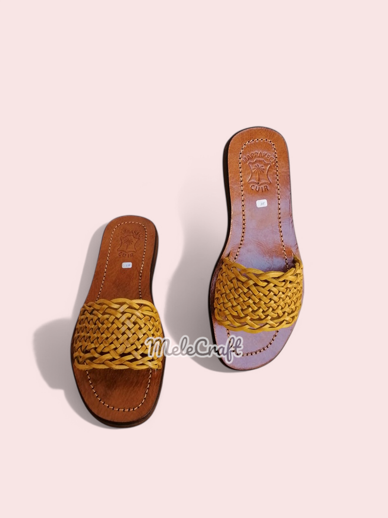 Melecraft – wholesale Sandals – Women's – Handmade Moroccan Leather Sandals – Braided Women’s Slides5