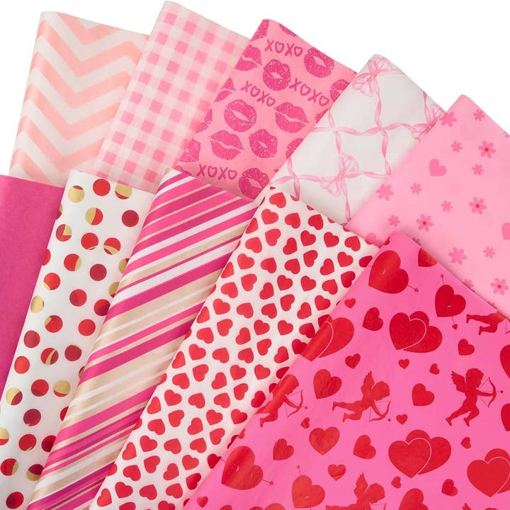 Posh Paper - Vente Papiers de soie - Papier de soie Saint-Valentin Cœur Cupidon Rose Rouge XOXO, 100 feuilles