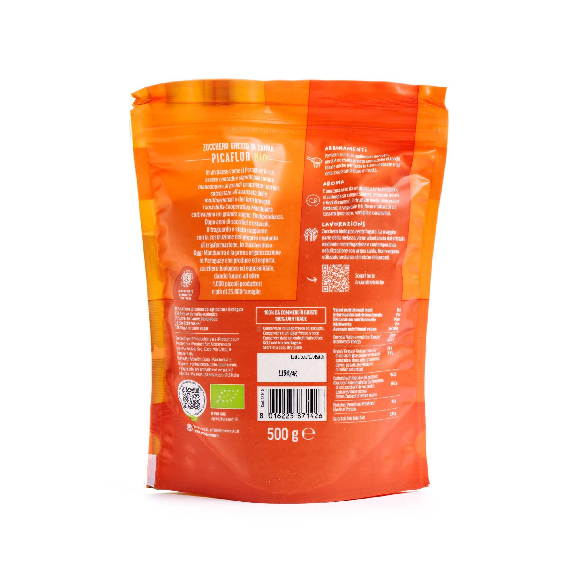 Altromercato - Wholesale Sugar/Sweetener - Picaflor - Raw Cane Sugar - Paraguay - Organic - 500g4