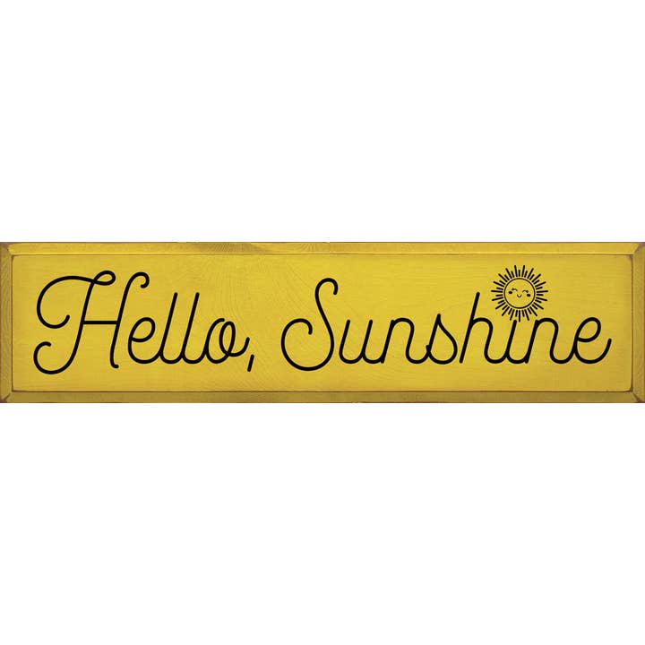 Hello, Sunshine Large Sawdust City Wood Sign for wholesale by SAWDUST CITY