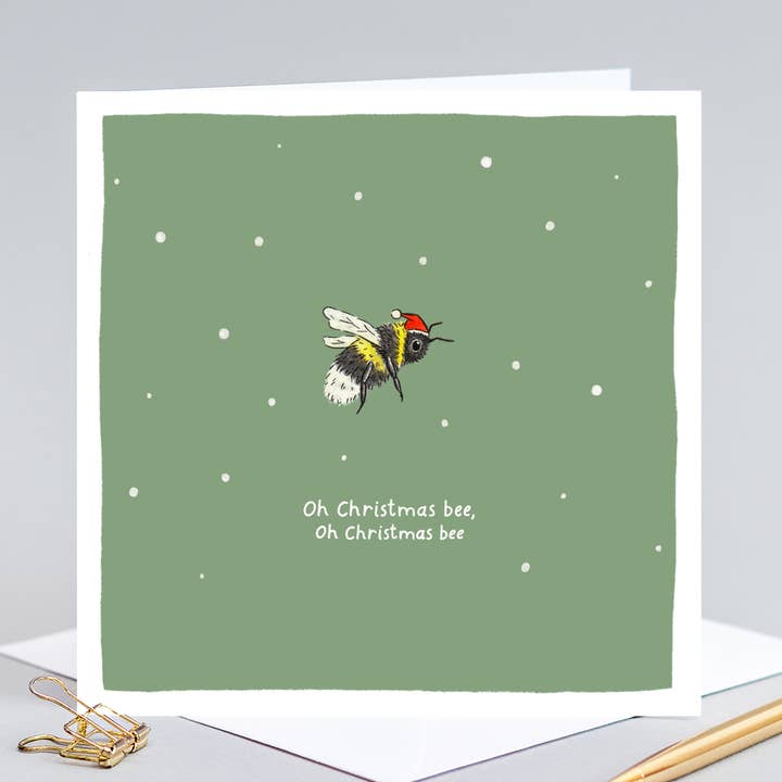 Süße lustige Weihnachtskarte - Oh Christmas Bee//Wortspielkarten für den Großhandel von Wild Lines