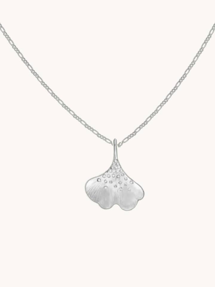 Silver Necklace Ginkgo Dew–Spring Gift for Her for wholesale by Gratinsta
