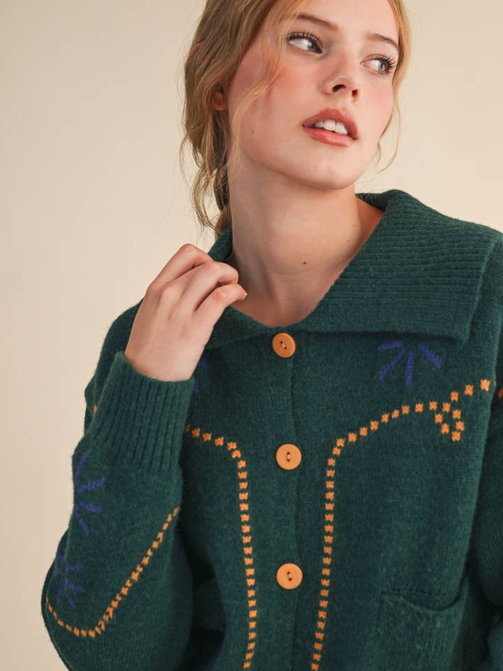 &MERCI - Wholesale Cardigan - Women's - WESTERN DESIGN SWEATER CARDIGAN MSW112178