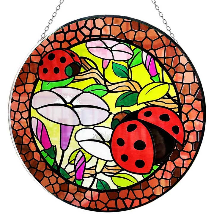 Glass Suncatcher 12in - Mosaic Ladybugs (Each) for wholesale by Kheops International