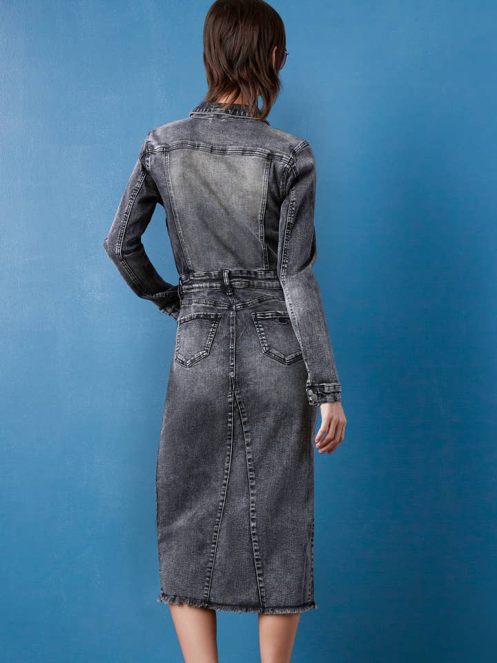 WASH LAB - Wholesale Dress - Women's - Color-Blocked Denim Dress
