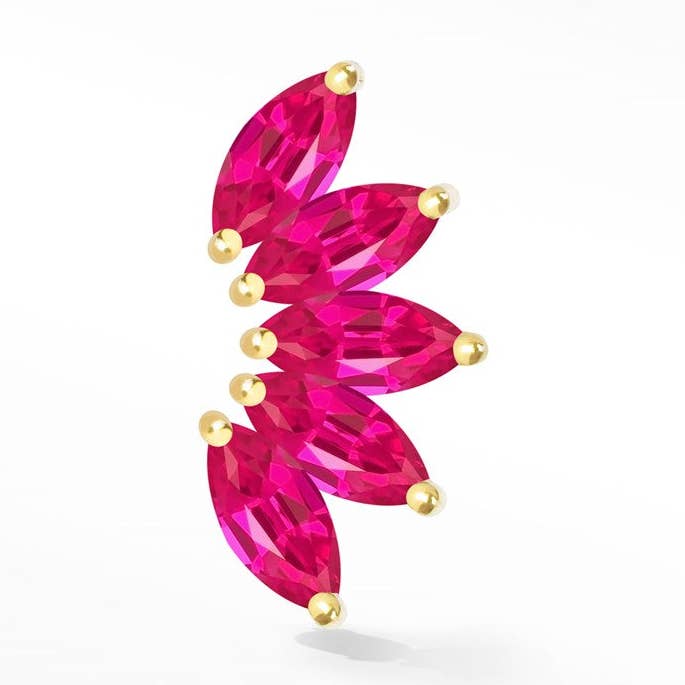 Pink Sapphire Flat Back Earring Lotus 14k Yellow for wholesale by Nina Wynn Pro Shop