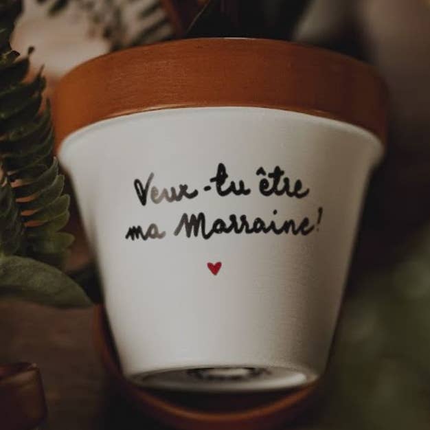 Blomkruka "Vill du bli min gudmor? ♥" - Dopgåva för wholesale av Joli Pot