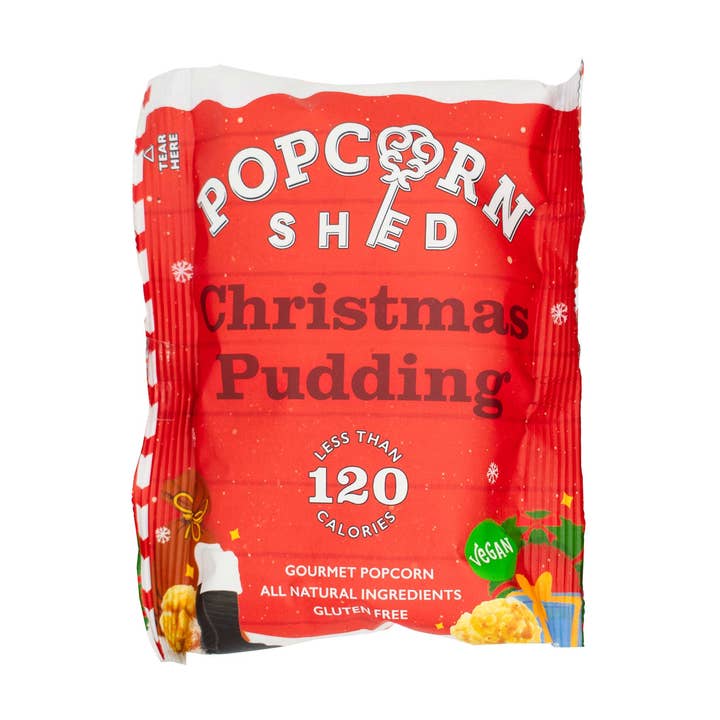 Pudding de Noël végétalien Gourmet Popcorn Snack Pack pour la vente par Popcorn Shed