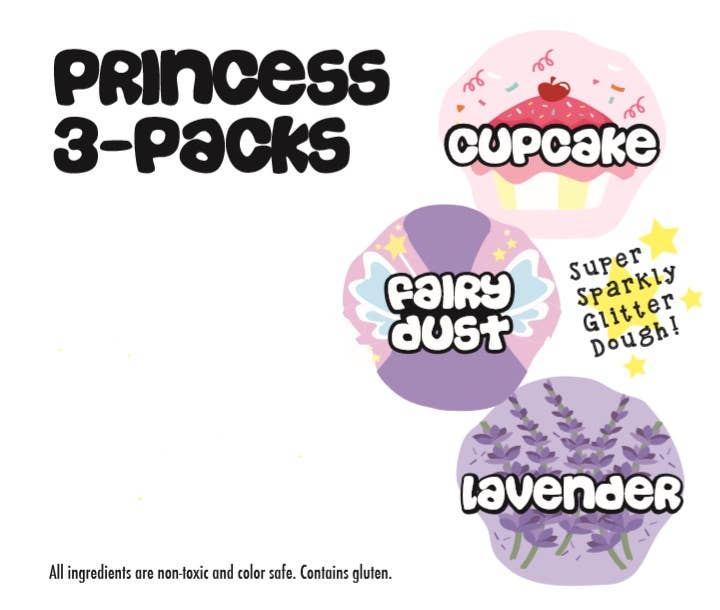 Primo Playdough - Vendita all'ingrosso Plastilina/slime - Bambini - Set 3 Pezzi Pasta Modellabile Profumata Principessa con Glitter (57 g)1