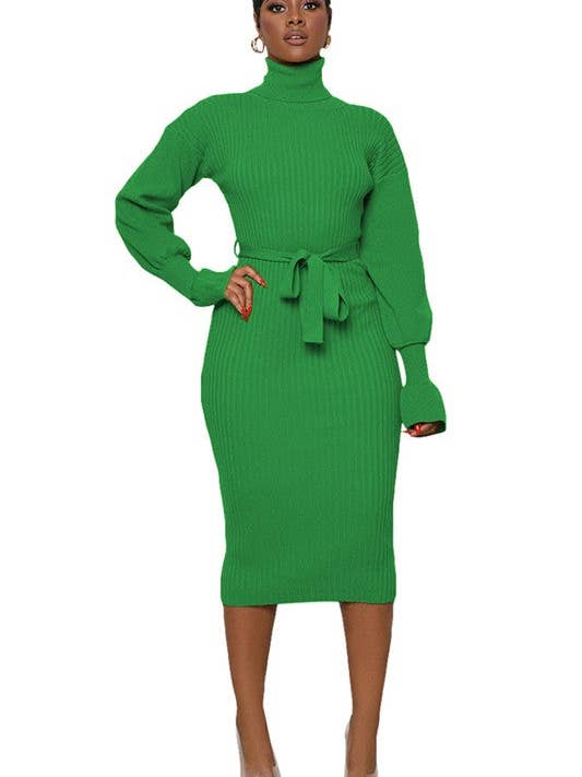 Green WOMEN FASHION LONG MAXI SWEATER DRESS for wholesale on Faire