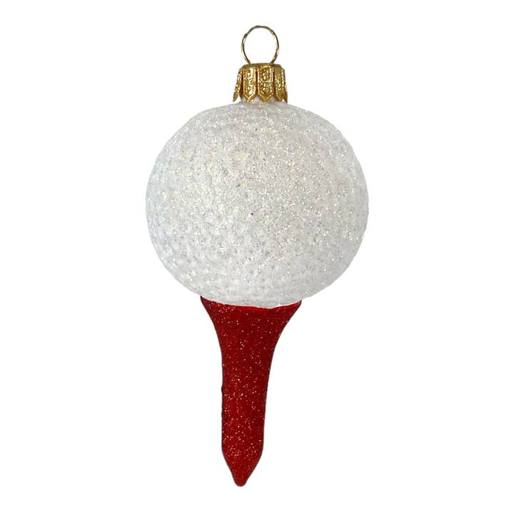 Golf Ball Polish Glass Christmas Ornament for wholesale by Pinnacle Peak Trading