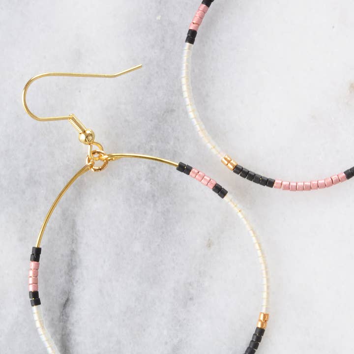 Libby & Smee - Wholesale Dangle Earrings - Large Gold Beaded Dangle Hoop Earrings11