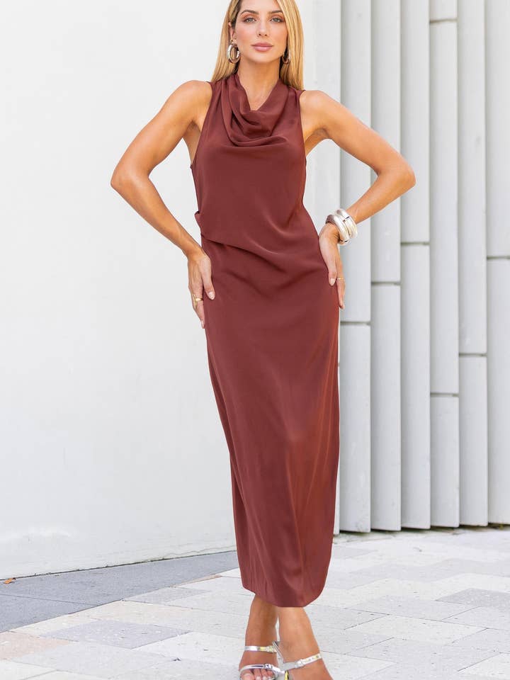 Draped Sleeveless Long Dress for wholesale by Strut & Bolt