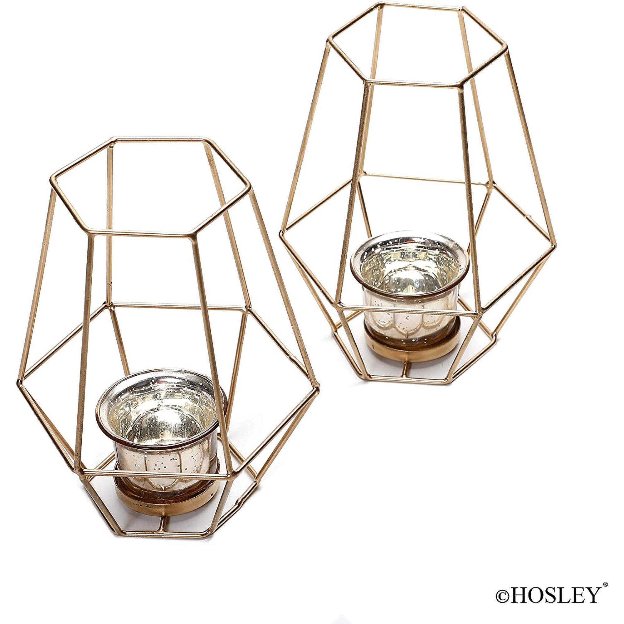 Hosley - Wholesale Lantern - Hosley® Set of 2,LANTERN W/MERCURY GOLD GLASS 7IN H6