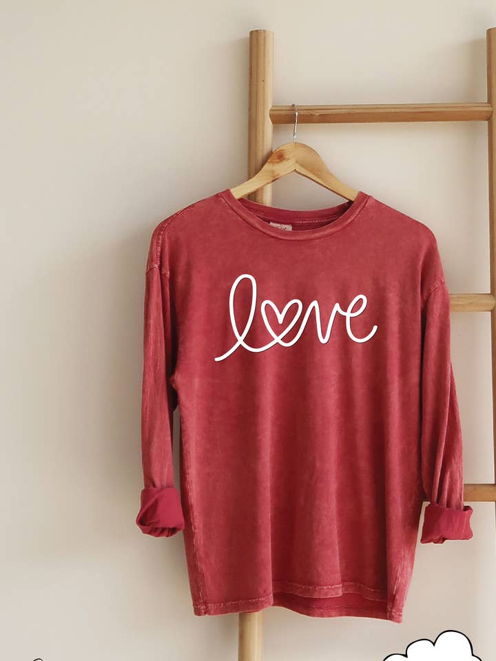 OAT COLLECTIVE - Wholesale Screen Printed T-Shirt - Women's - LOVE PUFF Mineral Washed Long Sleeve Graphic6