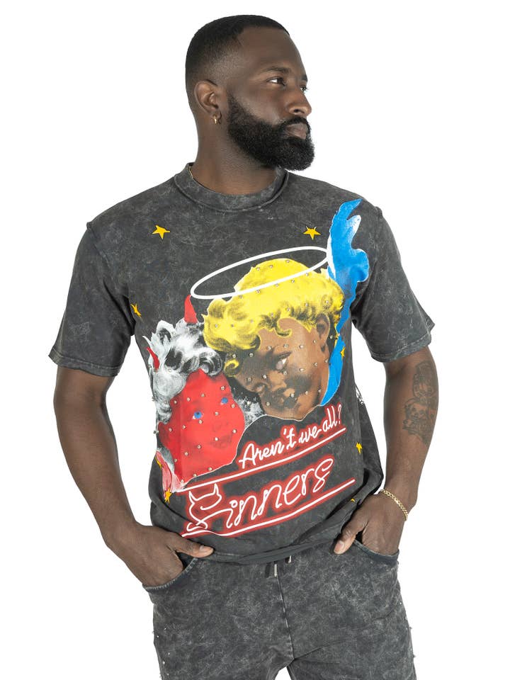 F173 T-shirt "Sinners Boxed" - Noir pour la vente par Makobi