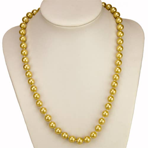 EHAWA - Wholesale Beaded/Pearl Necklace - Special Price: Necklace Mother of Pearl, Gold-Beige, AB, 8mm