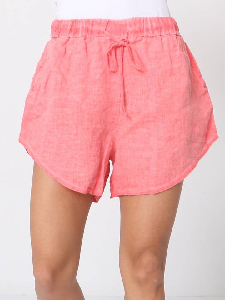 Short in 100% linen REF.8597 for wholesale by LÉA & LUC