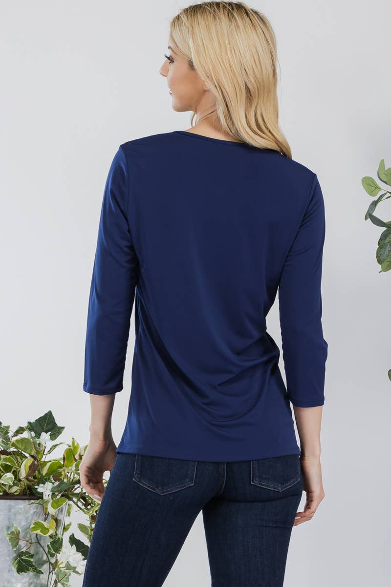Celeste Clothing - Wholesale T-Shirt - Women's - CLASSIC 3/4 SLEEVE CREW NECK TOP -CT1321428