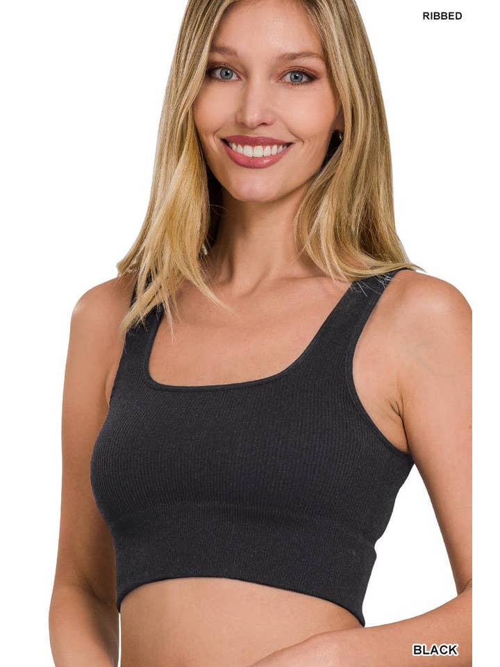 Vanilla Monkey - Wholesale Tank Top - Women's - Ribbed Square Neck Cropped Tank Top