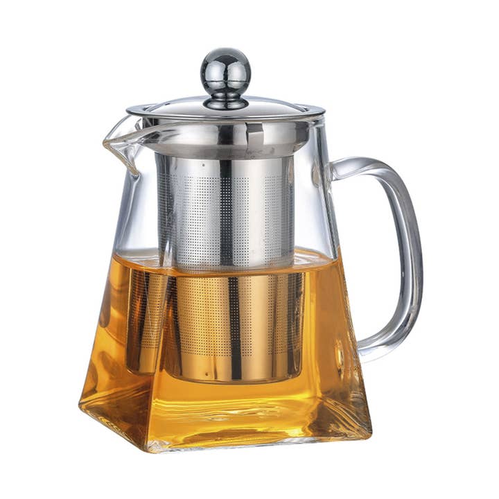 Kantigt tekanna med filter i rostfritt stål, 650 ml för wholesale av AULICA