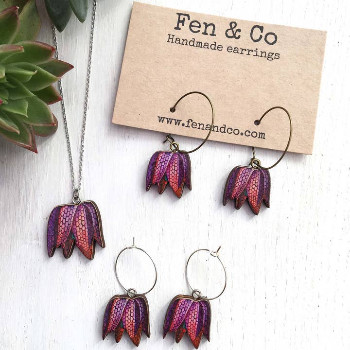 Orecchini fritillaria o collana fritillaria per la vendita all'ingrosso da parte di Fen & Co