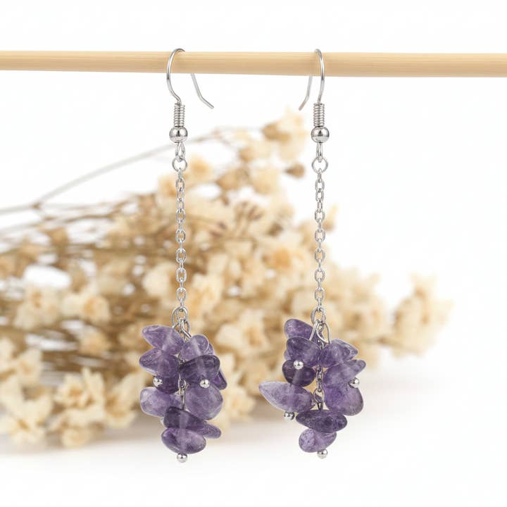 Ametyststen Øreringe for engroshandel hos Produtos Namasté