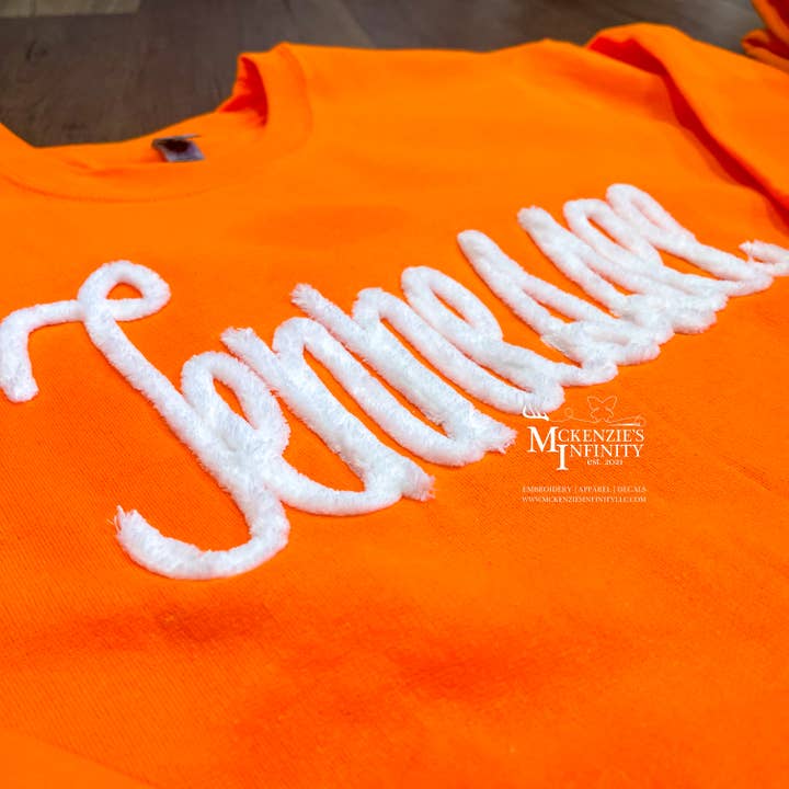 McKenzie’s Infinity LLC - Wholesale Sweatshirt - Unisex - CUSTOM Personalized Chenille Yarn Embroidered Sweatshirt 1