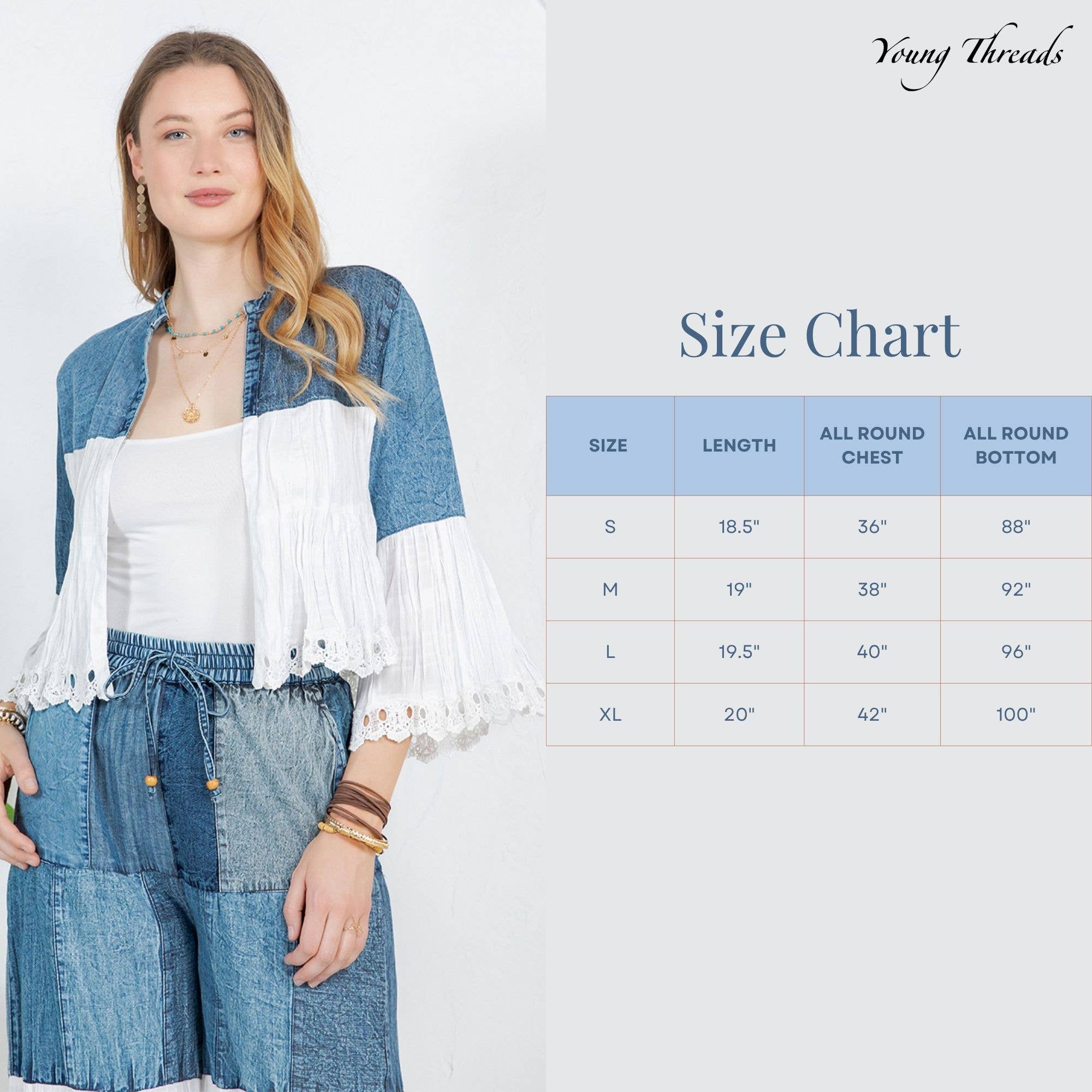 Young Threads - Wholesale Kimono - Women's - Boho Kimono Shrug with Bell Sleeves - New12