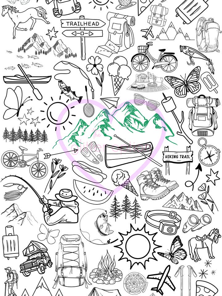 mountain coloring page for wholesale by the glitter option