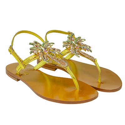 Sandali Gioiello Bassi Dorati per la vendita all'ingrosso da parte di PRAZZI PARIS