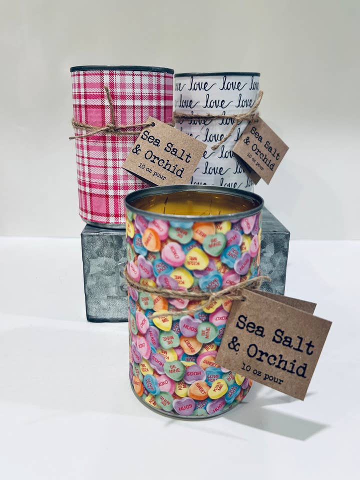 Bougie "Can"dle de la Saint-Valentin coulée à la main 10 oz. Can pour la vente par Red Rooster Soaps