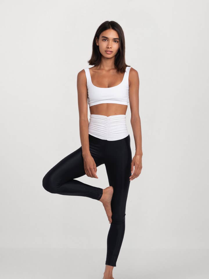 Leggins habillés taille haute noir et blanc pour la vente par Flavia Valentini