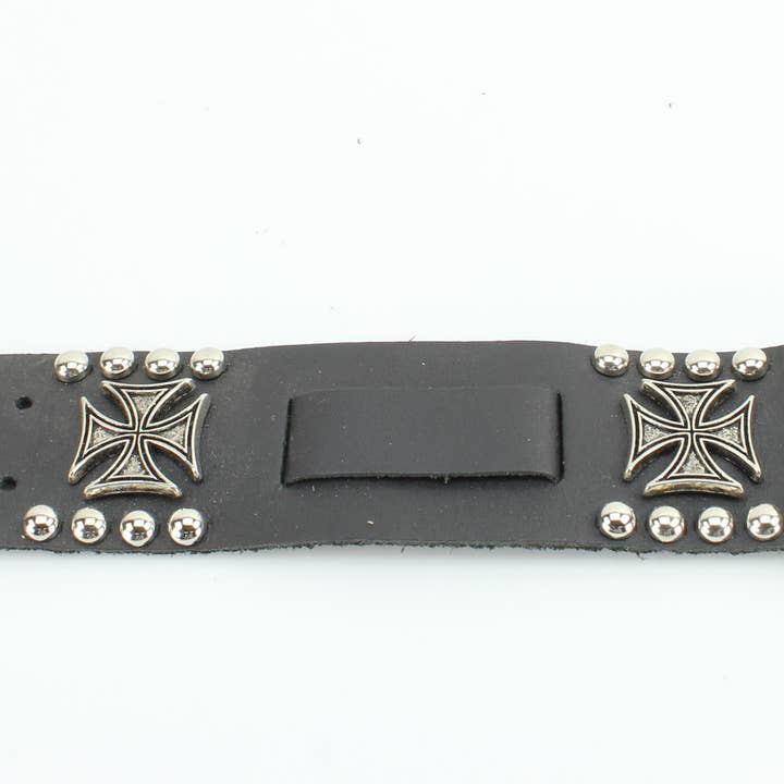 Leather Impressions Inc - Wholesale Watch Band/Strap - Unisex - Iron Cross Leather Watch Band #WB1286