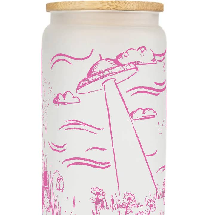 Alien Garden Toile Glass Can for wholesale by Ashley Frye Studio