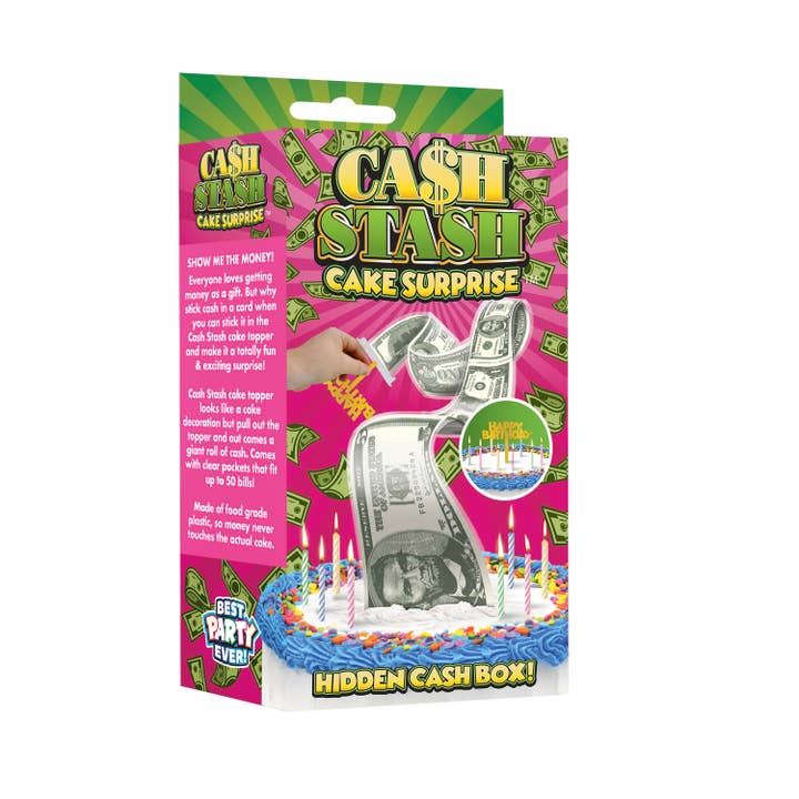 JFL Enterprises - Wholesale Cake/Cupcake Topper - Cash Stash Cake Surprise Open Stock1