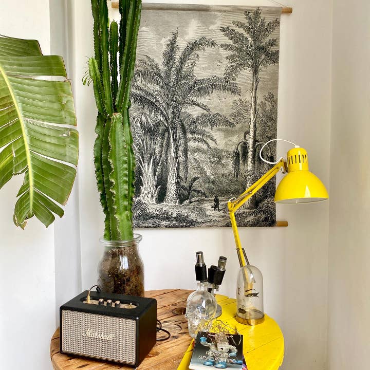 Art Your Wall – Tapeçaria/têxtil por atacado – Tapeçaria de parede Madagascar Jungle com ilustração vintage gravada4