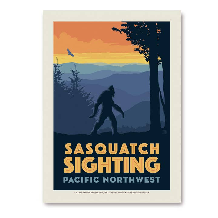 Sasquatch Sighting Pacific Northwest Vert Sticker for wholesale by Tourist Courts