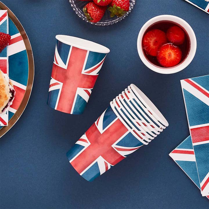 Hootyballoo by Club Green - Wholesale Disposable Cup - Union Jack Paper Cups 8 Pack