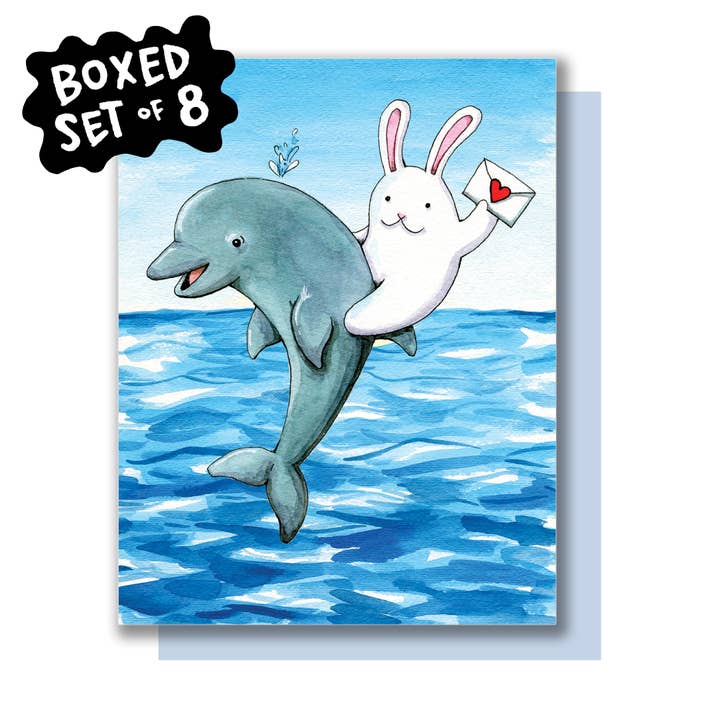 Lot de 8 cartes vierges lapin équitation dauphin pour la vente par Paper Wilderness