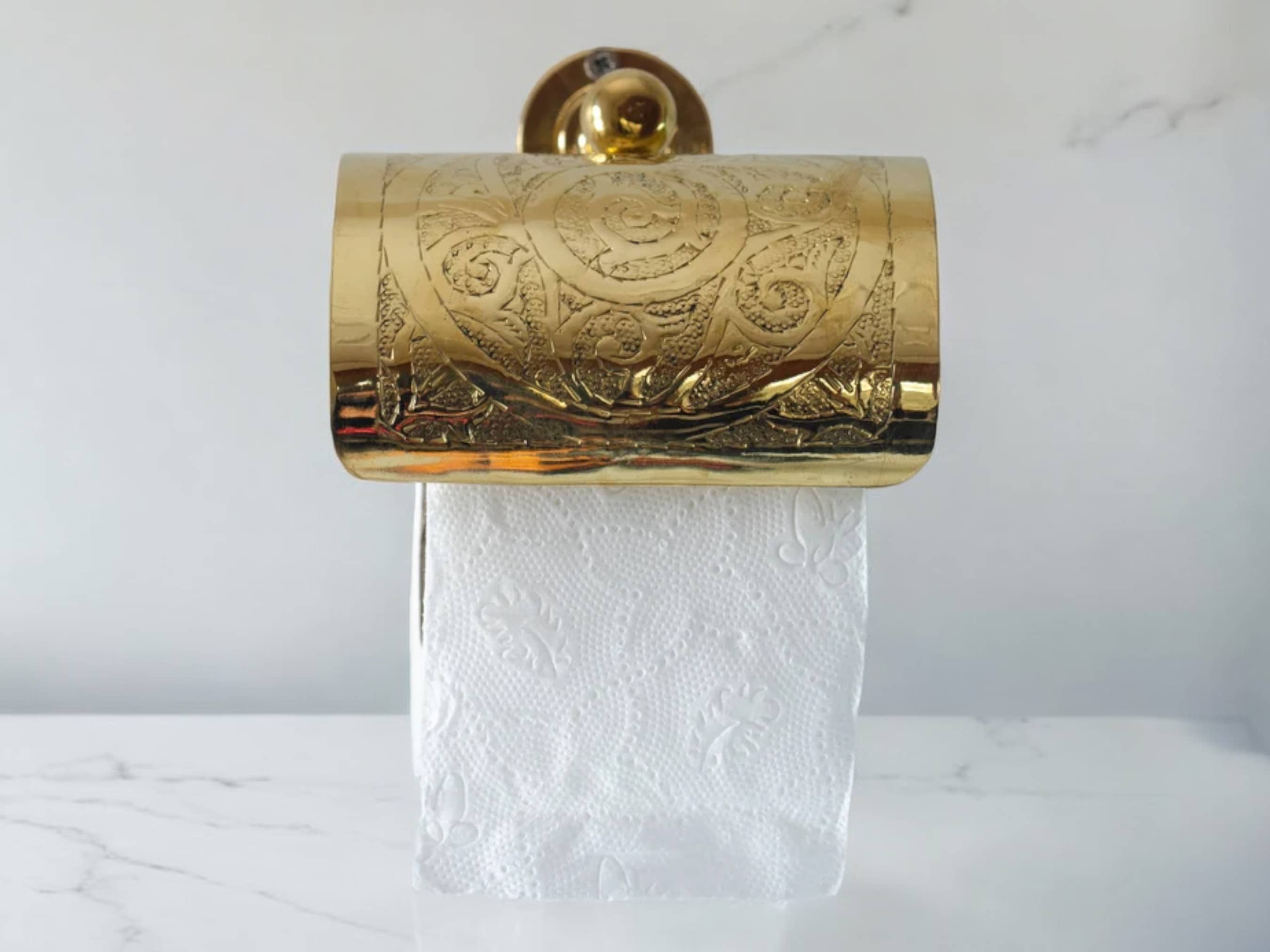 Moroccantastics - Wholesale Toilet Paper Holder - Handcrafted Solid Brass Toilet Paper Holder - Elegant Powder Room Roll Holder0