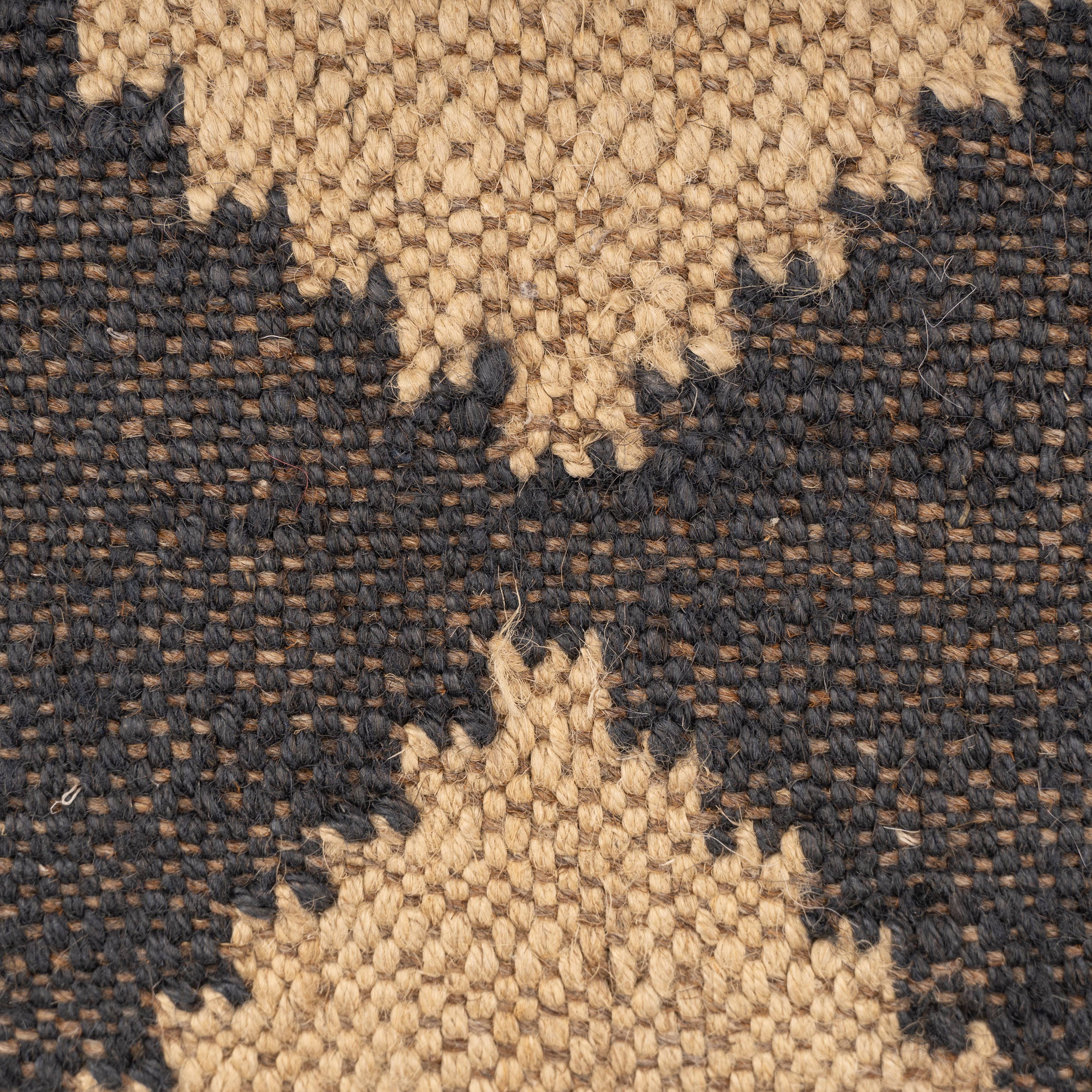 LR Home - Wholesale Bench - Farmhouse Boho Upholstered Bench – Jute & Wool with Wood Leg1