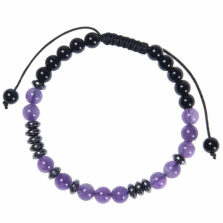 Gemscape UK - Wholesale Beaded Bracelet - Mom Gift Beaded Bracelet Amethyst, Black Onyx Meaningful1