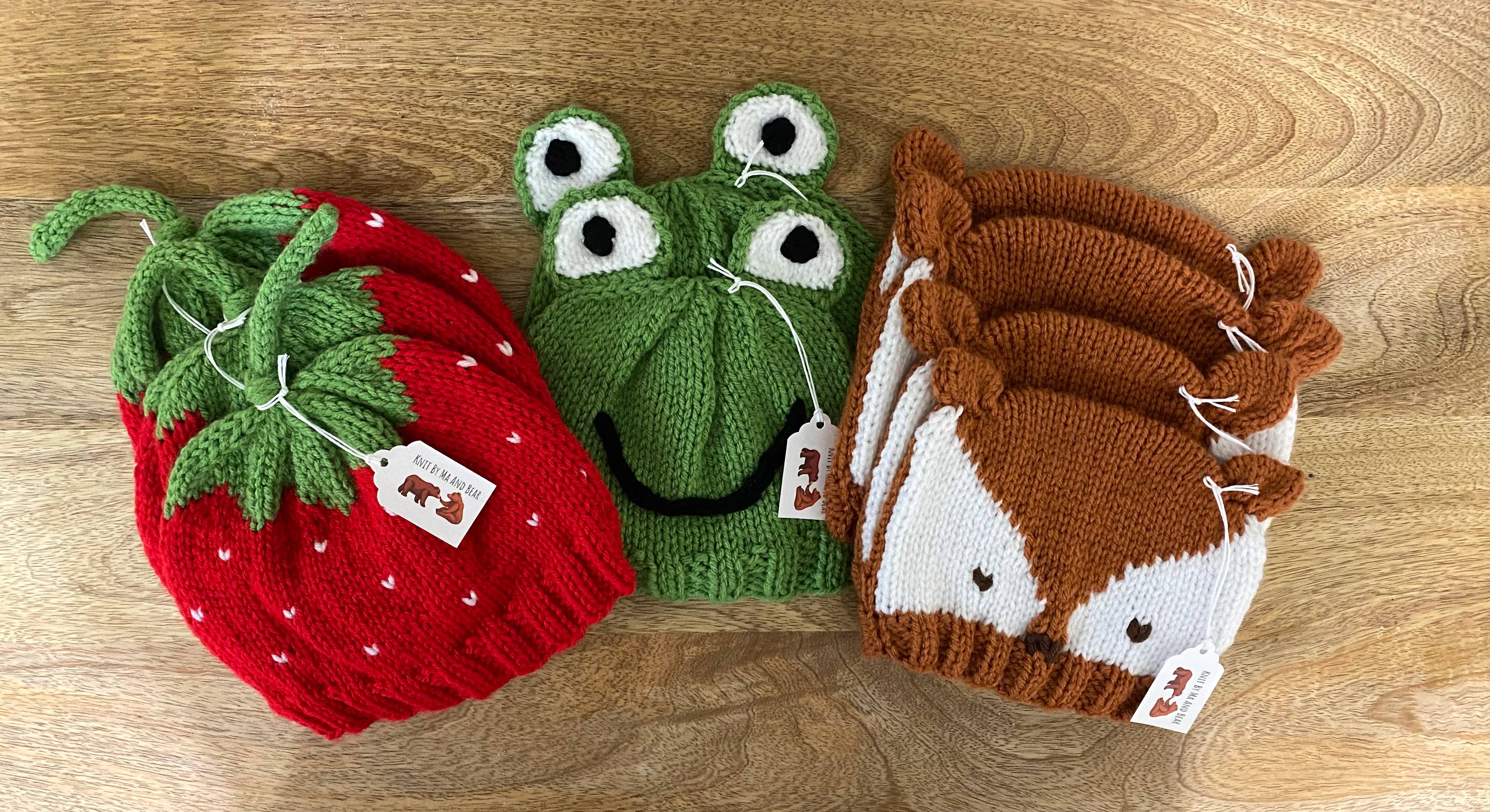 Knit By Ma and Bear - Vendita all'ingrosso Berretto - Donna - Cappelli alla fragola lavorati a mano per mamma e bambino - adulti, bimbi piccoli e neonati7