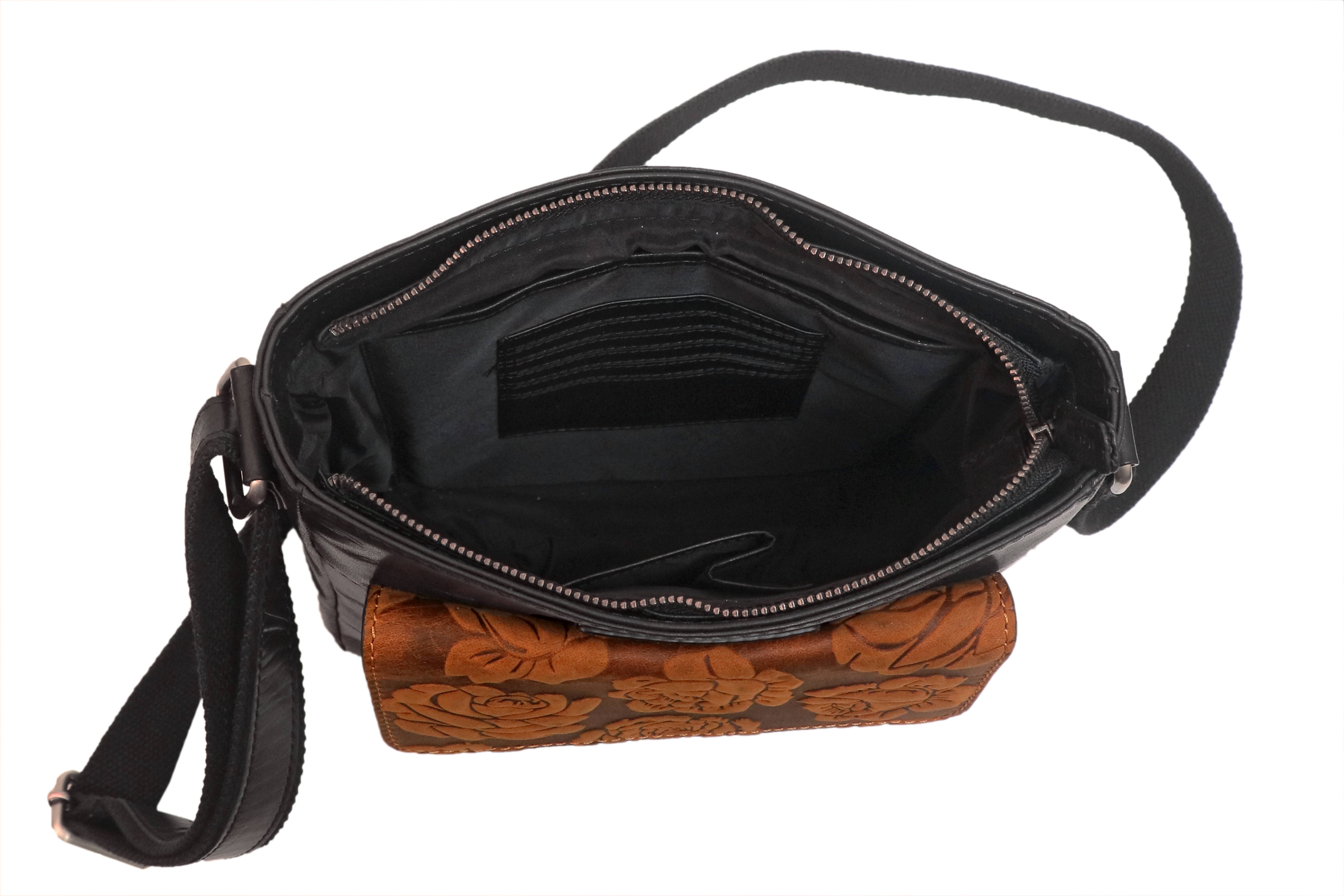 Alta Quero - Wholesale Crossbody Bag - Women's - Embossed Genuine Leather Crossbody Bags (2-Pack)–Floral+Leaf11