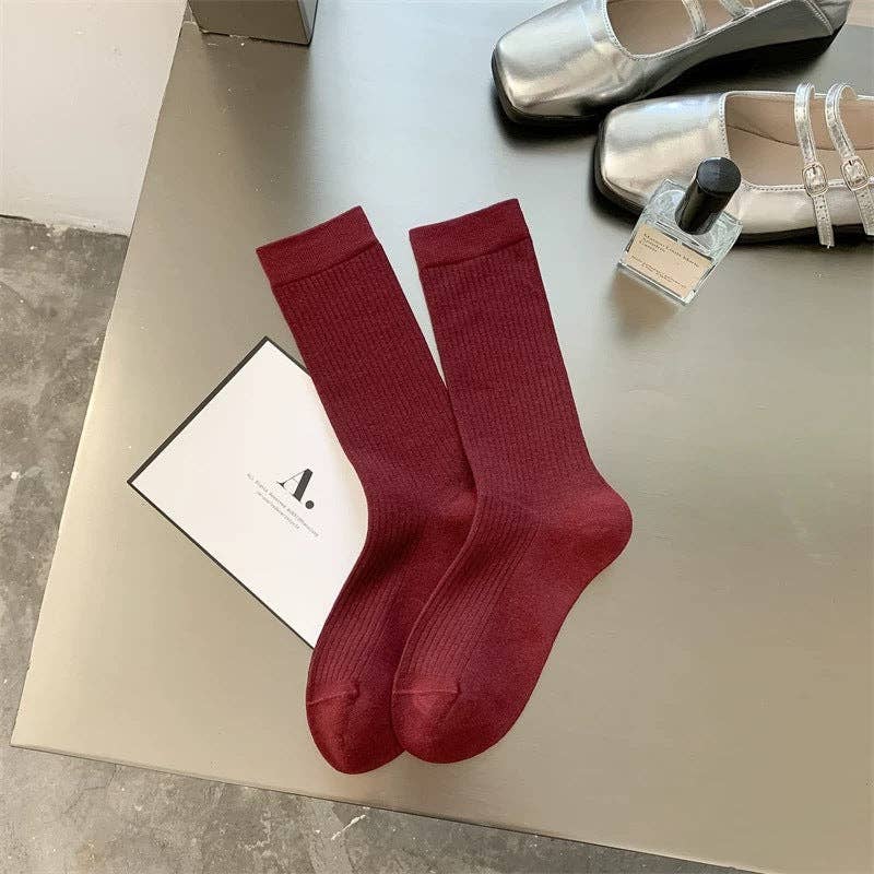 Dipped Shop – Großhandel Socken – Damen – Einfarbige Einfache Gerippte Socken DP25A4561